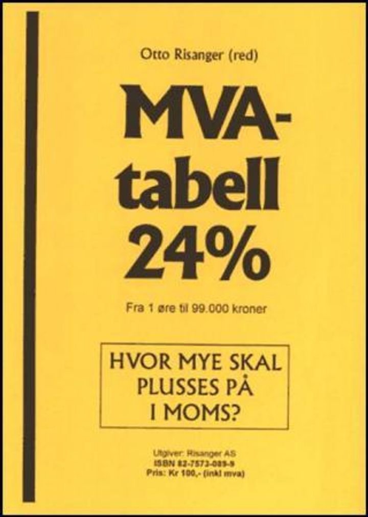 MVA-tabell 24% - fra 1 øre til 99.000 kroner