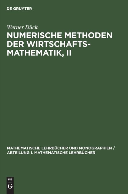 Numerische Methoden Der Wirtschaftsmathematik, II