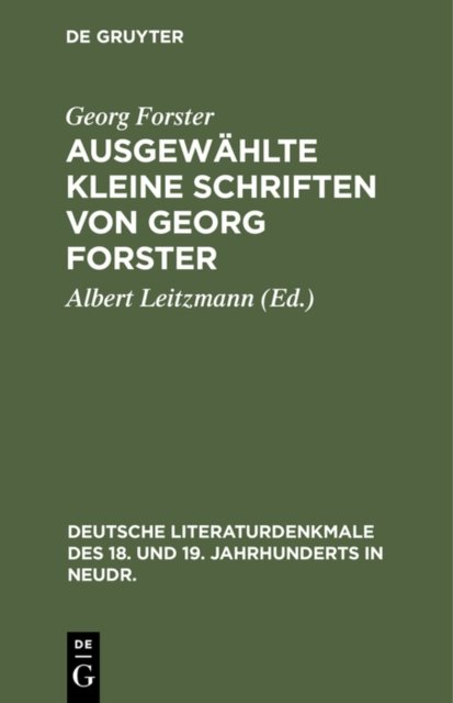 Ausgewahlte Kleine Schriften Von Georg Forster