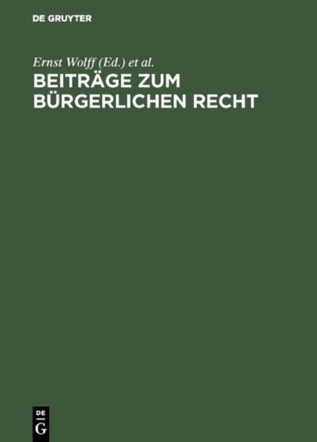 Beitrage Zum Burgerlichen Recht