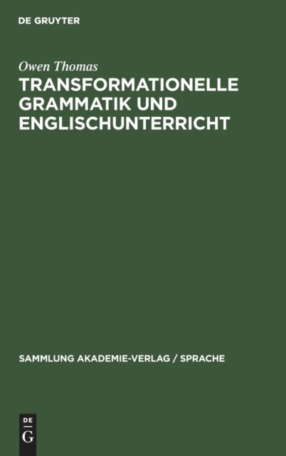 Transformationelle Grammatik Und Englischunterricht