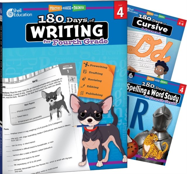 180 Days™: Writing, Spelling, & Cursive Grade 4: 3-Book Set