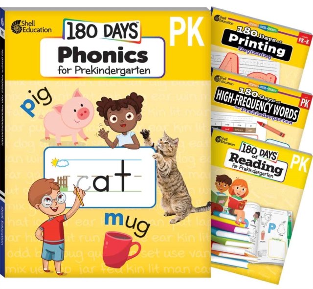 180 Days™: Phonics, High-Frequency Words, Reading, and Printing: Prekindergarten: 4-Book Set