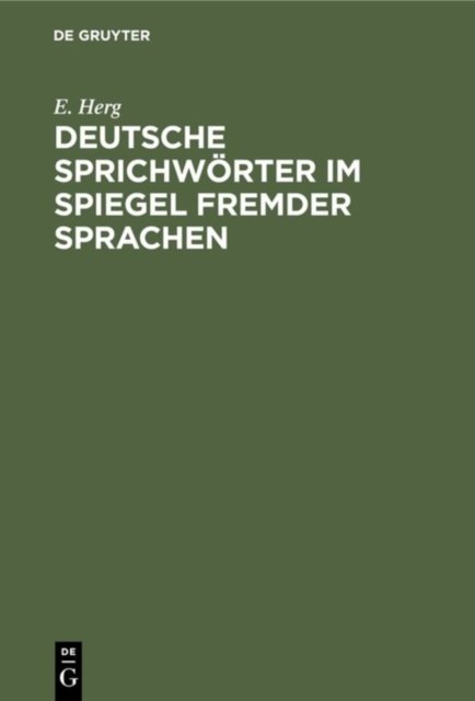 Deutsche Sprichworter Im Spiegel Fremder Sprachen