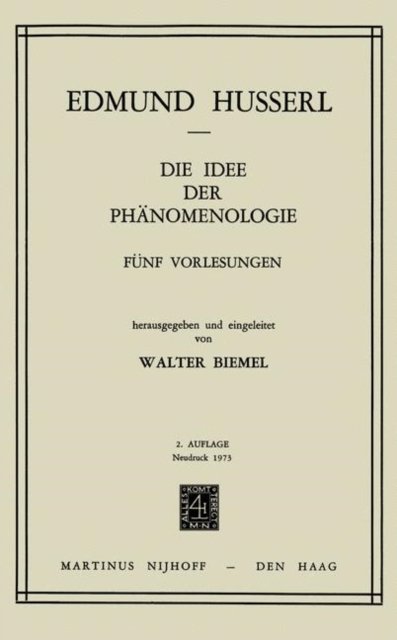 Die Idee der Phanomenologie