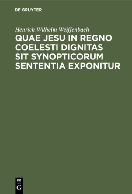 Quae Jesu in regno coelesti dignitas sit synopticorum sententia exponitur