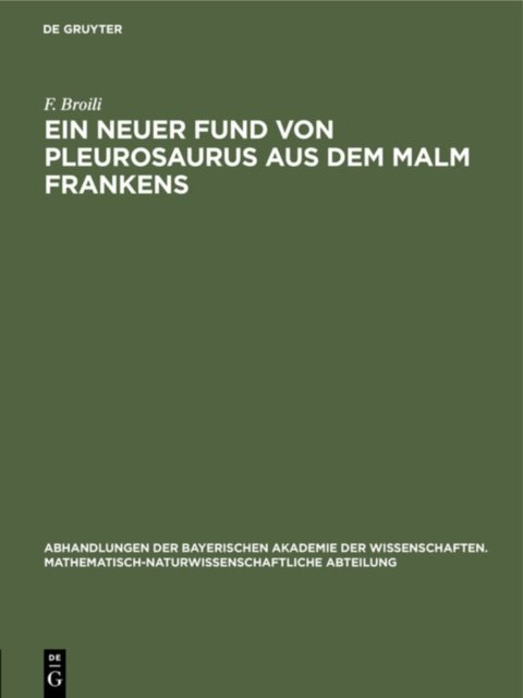 neuer Fund von Pleurosaurus aus dem Malm Frankens