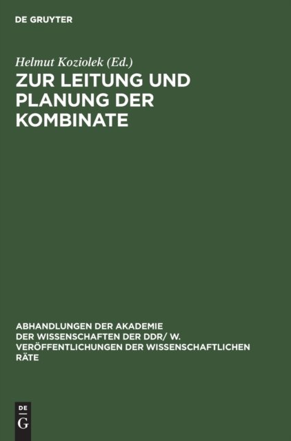 Zur Leitung Und Planung Der Kombinate