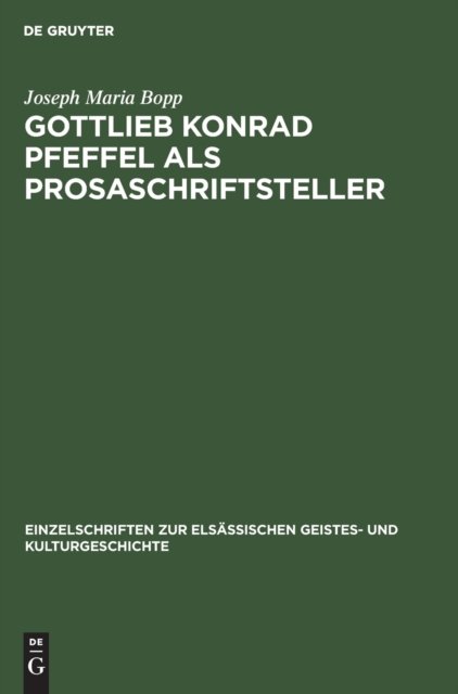 Gottlieb Konrad Pfeffel als Prosaschriftsteller