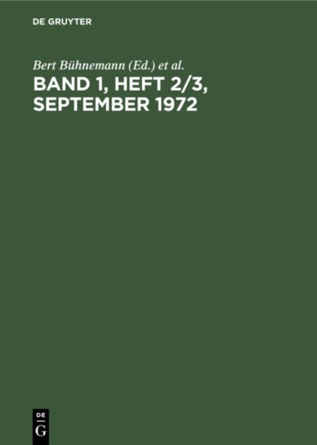 Band 1, Heft 2/3, September 1972