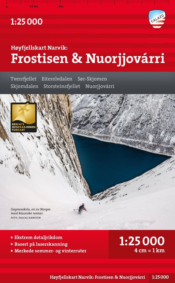 Narvik: Frostisen & Nuorjjovarri - Høyfjellskart