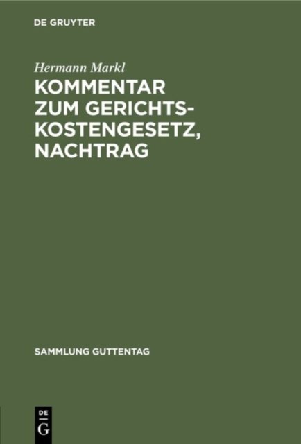 Kommentar zum Gerichtskostengesetz, Nachtrag