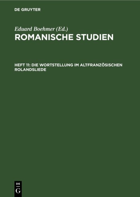 Die Wortstellung Im Altfranzosischen Rolandsliede