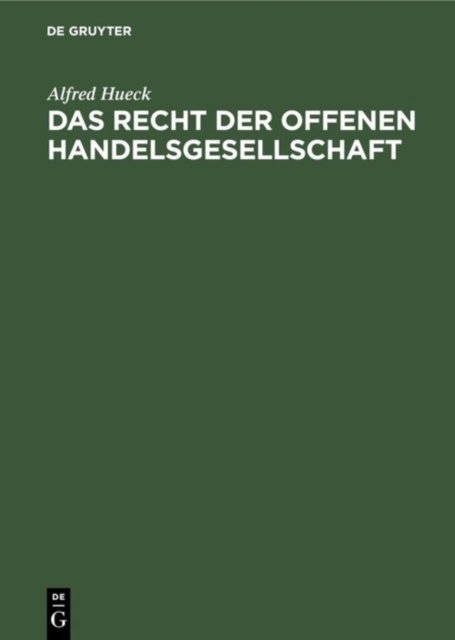 Recht der offenen Handelsgesellschaft