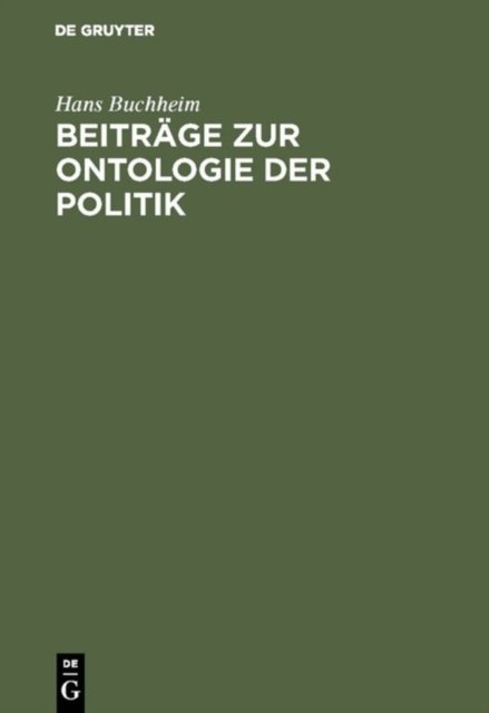Beitrage Zur Ontologie Der Politik