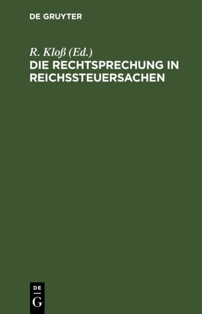 Rechtsprechung in Reichssteuersachen