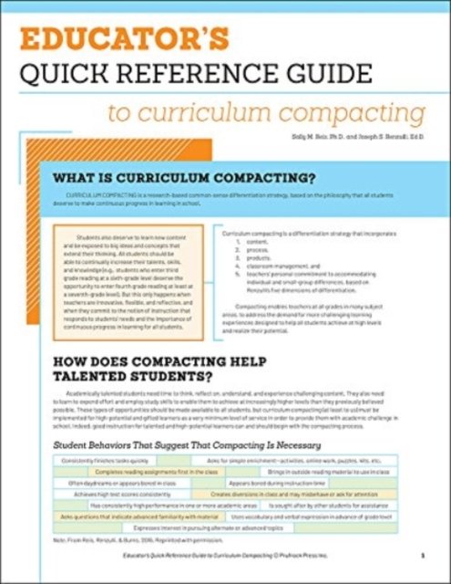 Educator''s Quick Reference Guide to curriculum compacting