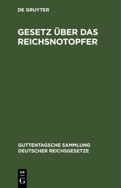 Gesetz Uber Das Reichsnotopfer