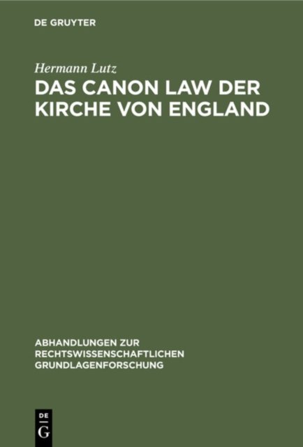 Das Canon Law Der Kirche Von England