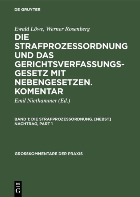 Strafprozessordnung. [Nebst] Nachtrag