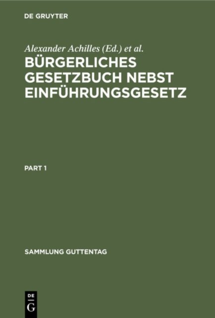 Burgerliches Gesetzbuch Nebst Einfuhrungsgesetz
