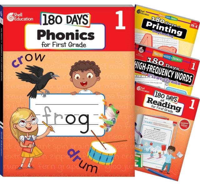 180 Days(TM): Phonics, High-Frequency Words, Reading 2nd Edition, and Printing: Grade 1: 4-Book Set