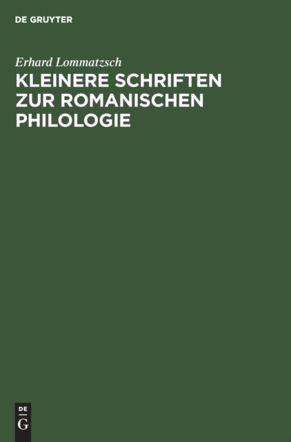 Kleinere Schriften Zur Romanischen Philologie