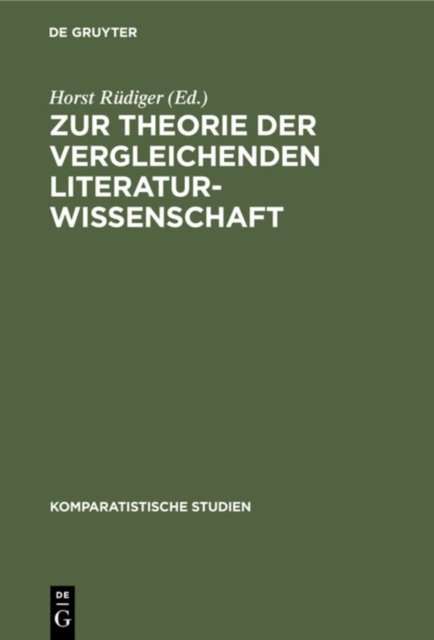 Zur Theorie Der Vergleichenden Literaturwissenschaft