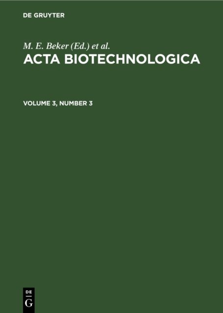 Acta Biotechnologica. Volume 3, Number 3