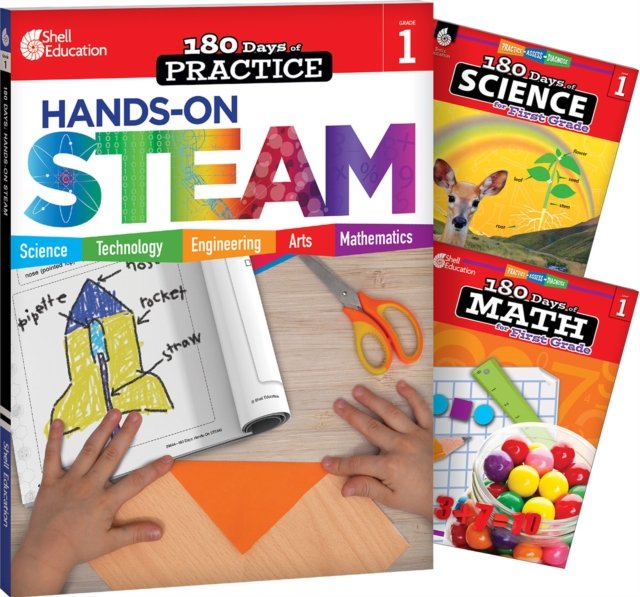 180 Days(TM): STEAM, Science, & Math Grade 1: 3-Book Set