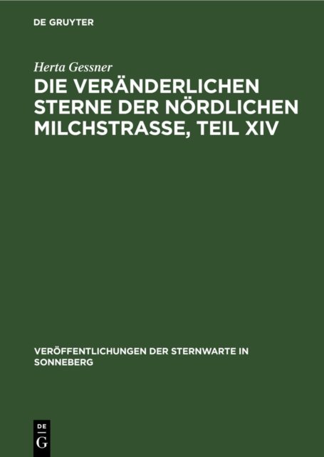 Die Veranderlichen Sterne Der Nordlichen Milchstraße, Teil XIV