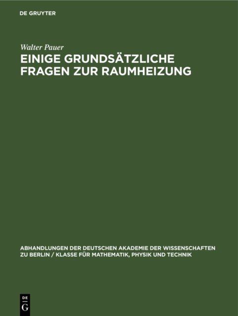 Einige Grundsatzliche Fragen Zur Raumheizung