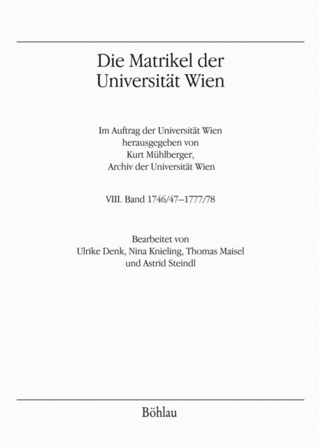 Die Matrikel der Universitat Wien