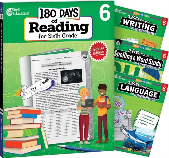 180 Days™: Reading 2nd Ed, Writing, Spelling, & Language Grade 6: 4-Book Set
