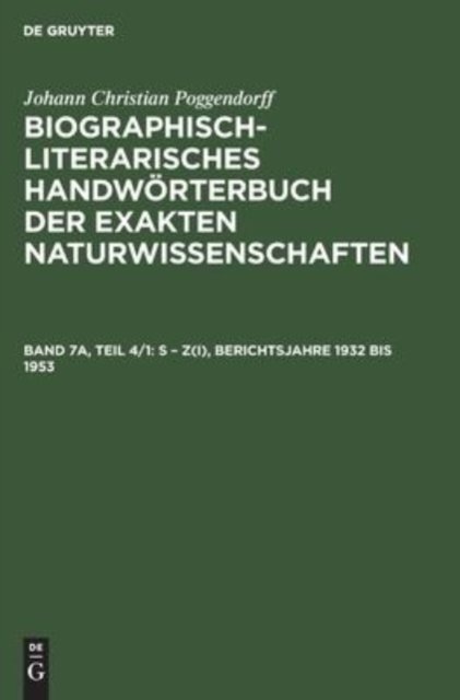 S – Z(I), Berichtsjahre 1932 bis 1953
