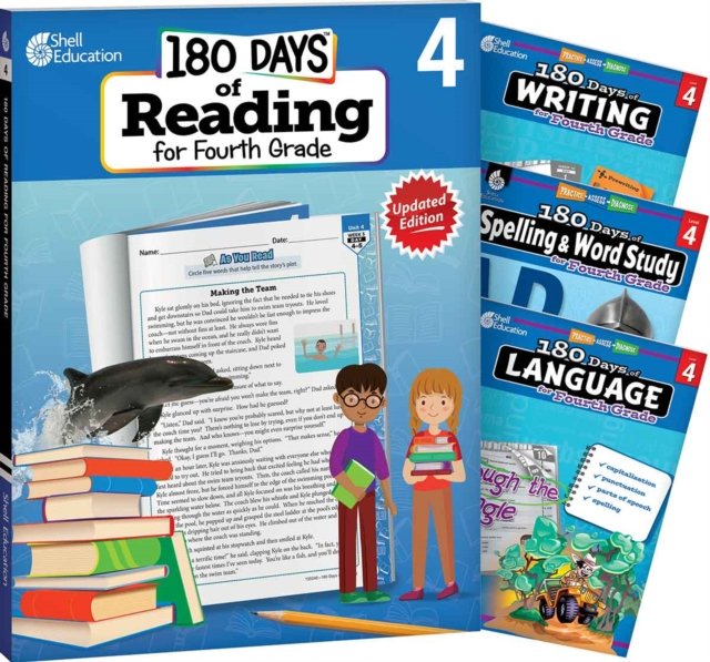180 Days™: Reading 2nd Ed, Writing, Spelling, & Language Grade 4: 4-Book Set