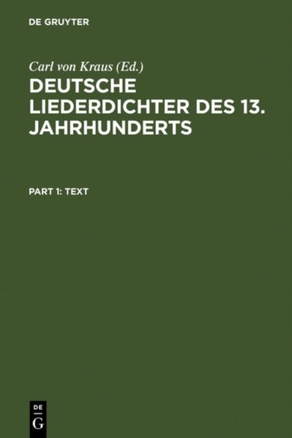 Deutsche Liederdichter Des 13. Jahrhunderts