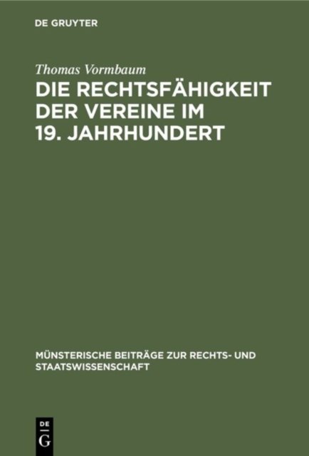 Die Rechtsfahigkeit Der Vereine Im 19. Jahrhundert