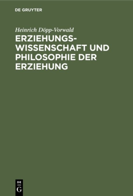 Erziehungswissenschaft Und Philosophie Der Erziehung