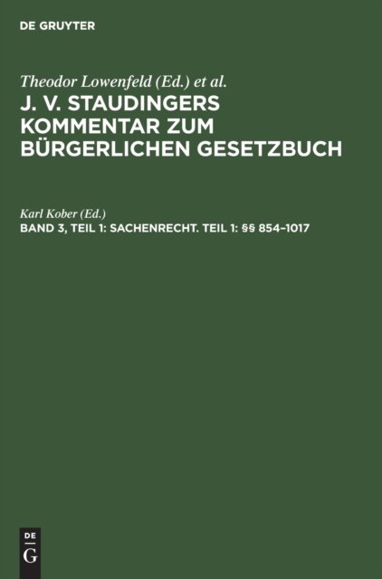 Sachenrecht. Teil 1: §§ 854-1017