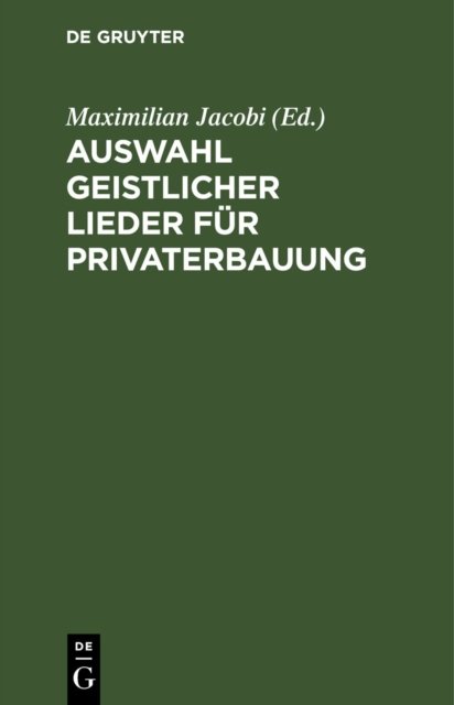 Auswahl Geistlicher Lieder Fur Privaterbauung