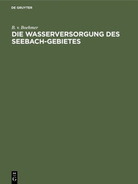 Wasserversorgung des Seebach-Gebietes