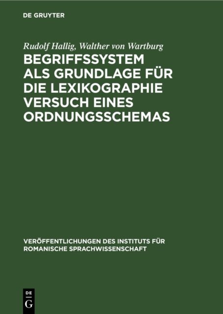 Begriffssystem ALS Grundlage Fur Die Lexikographie Versuch Eines Ordnungsschemas