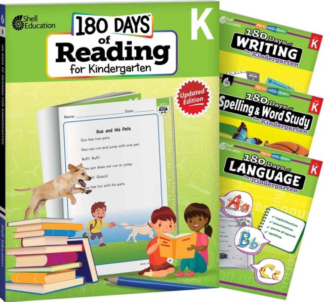 180 Days™: Reading 2nd Ed, Writing, Spelling, & Language Grade K: 4-Book Set