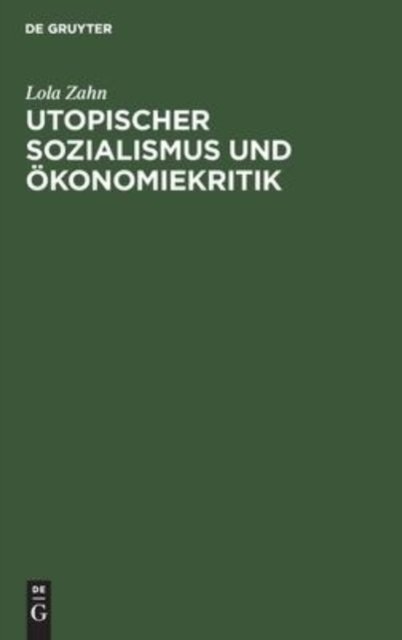 Utopischer Sozialismus Und Okonomiekritik