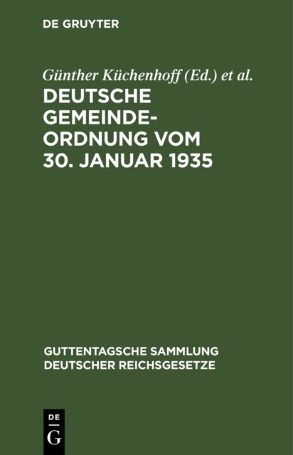 Deutsche Gemeindeordnung Vom 30. Januar 1935