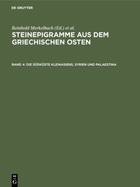 Steinepigramme Aus Dem Griech CB