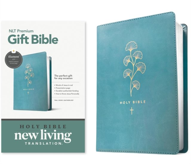 Premium Gift Bible Nlt, Filament Enabled (Leatherlike, Teal Cross, Red Letter)