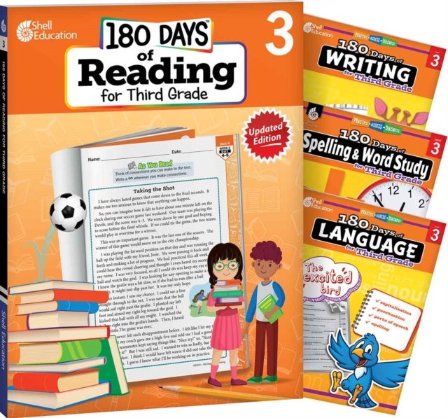 180 Days™: Reading 2nd Ed, Writing, Spelling, & Language Grade 3: 4-Book Set