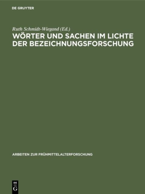 Worter und Sachen im Lichte der Bezeichnungsforschung